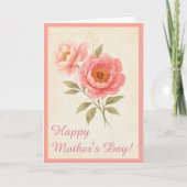 Nostalgische Roze Rozen Moederdagkaart Kaart (Voorkant)
