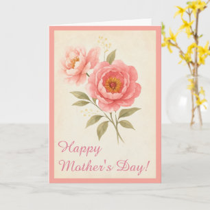 Nostalgische Roze Rozen Moederdagkaart Kaart