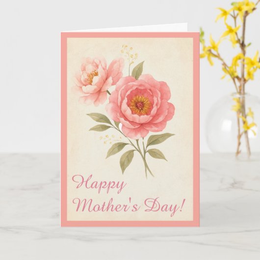 Nostalgische Roze Rozen Moederdagkaart Kaart (Gele Bloem)