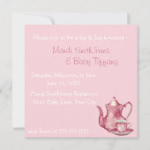 Nostalgische roze theezakje en zie Baby shower Kaart (Achterkant)