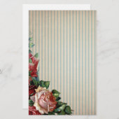 Nostalgische Rozen en achtergrondstrips Briefpapier (Voorkant / Achterkant)