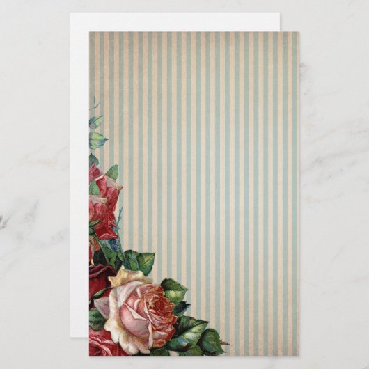 Nostalgische Rozen en achtergrondstrips Briefpapier (Voorkant / Achterkant)