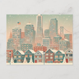 Nostalgische San Francisco Kerstmis - Vakantie Cha Feestdagenkaart