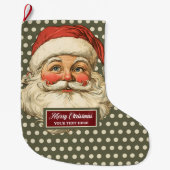 Nostalgische Santa Claus Holiday Stocking Gift Grote Kerstsok (Voorkant)