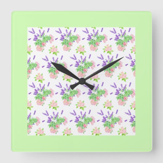 Nostalgische scents of Summer Pattern Wall Clock Vierkante Klok (Voorkant)