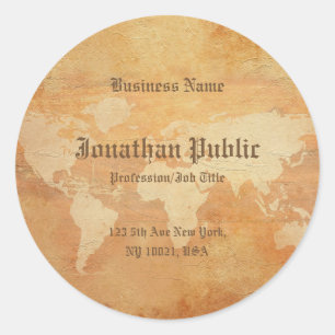 Nostalgische Sjabloon oud papier look Wereldkaart Ronde Sticker
