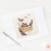 Nostalgische  sneeuwvogels vierkante sticker (Envelop)
