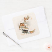Nostalgische sneeuwvogels vierkante sticker (Envelop)