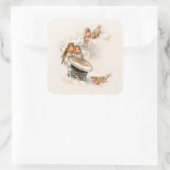 Nostalgische sneeuwvogels vierkante sticker (Tas)