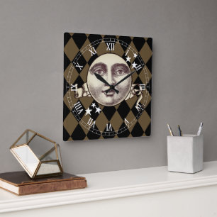 Nostalgische  Steampunk Fantasy Vierkante Klok