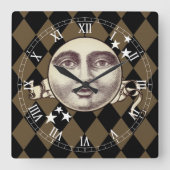 Nostalgische  Steampunk Fantasy Vierkante Klok (Voorkant)