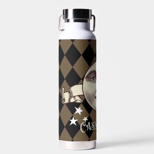 Nostalgische Steampunk Fantasy Waterfles (Voorkant)