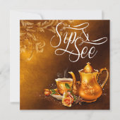 Nostalgische Tea Time Sip en zie Baby shower Kaart (Voorkant)