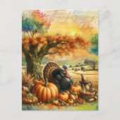 Nostalgische Thanksgiving Dag Pompoen en kalkoenen Feestdagenkaart (Voorkant)