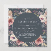 nostalgische tuin floral square Wedding Kaart (Voorkant)