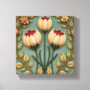 Nostalgische Tuinbloemen Canvas Afdruk