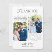 Nostalgische type afgeronde hoek 3 foto bruiloft bedankkaart (Voorkant)