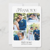 Nostalgische type afgeronde hoek 5 foto bruiloft bedankkaart (Voorkant)