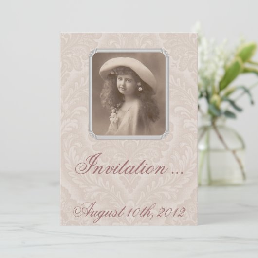 Nostalgische uitnodiging: Herinnering - Victoriaan Kaart (Staand voorkant)