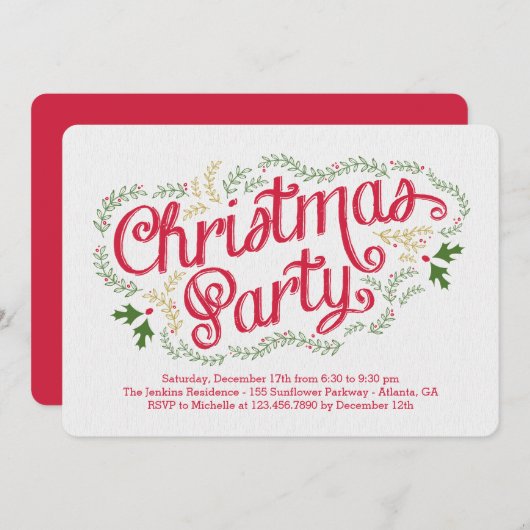 Nostalgische uitnodiging voor kerstfeest (Voorkant / Achterkant)