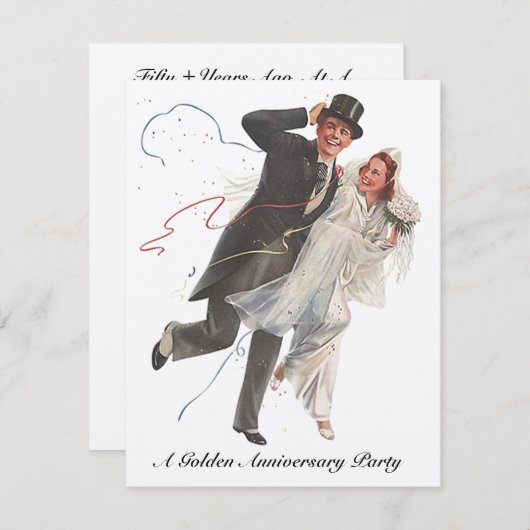 Nostalgische uitnodigingen voor trouwdag-herdenkin (Voorkant / Achterkant)