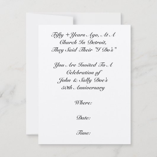 Nostalgische uitnodigingen voor trouwdag-herdenkin (Achterkant)