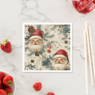 Nostalgische vakantie Rosy Santa Pattern Découpage Servet