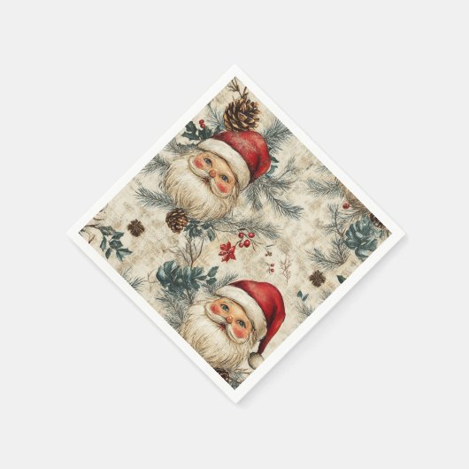 Nostalgische vakantie Rosy Santa Pattern Découpage Servet (Hoek)