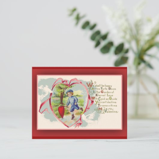 Nostalgische  Valentijnen Feestdagenkaart (Staand voorkant)