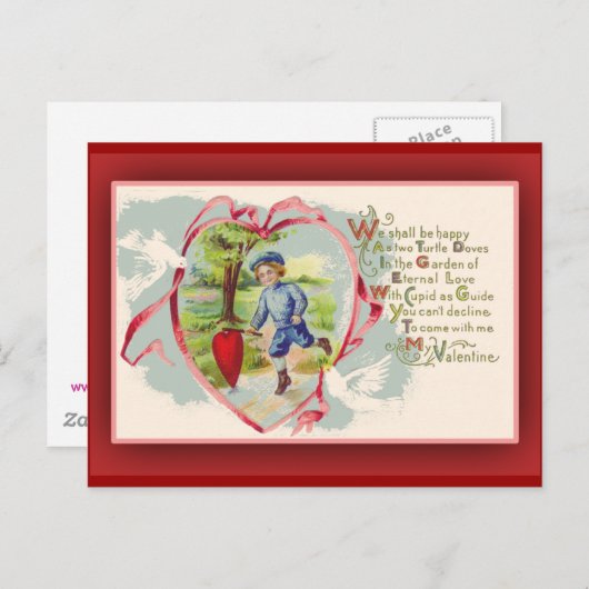 Nostalgische  Valentijnen Feestdagenkaart (Voorkant / Achterkant)