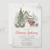 Nostalgische Vintage Cottage Kerst Gathering Kaart (Voorkant)