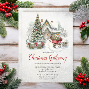 Nostalgische Vintage Cottage Kerst Gathering Kaart
