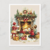 Nostalgische Vintage Kerst Kids Briefkaart (Voorkant)
