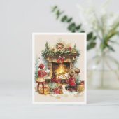 Nostalgische Vintage Kerst Kids Briefkaart (Staand voorkant)