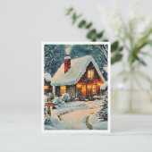 Nostalgische Vintage Kerst Thuis Briefkaart (Staand voorkant)