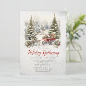 Nostalgische Vintage Kerstboom Kerst Gathering Kaart (Staand voorkant)