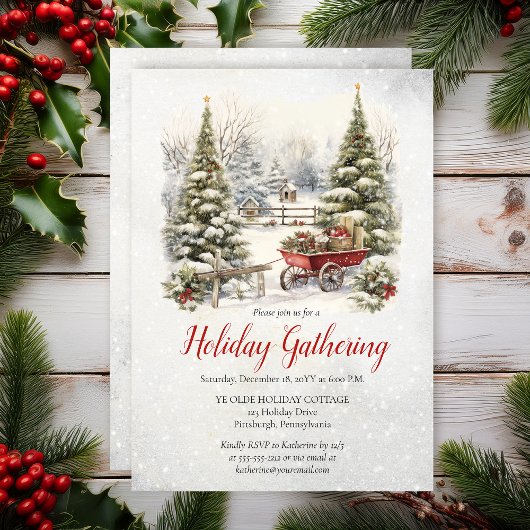 Nostalgische Vintage Kerstboom Kerst Gathering Kaart