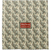 Nostalgische vintage kerstliederen hulstbessen douchegordijn (Voorkant)