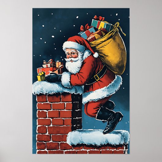 Nostalgische Vintage Kerstman Poster (Voorkant)