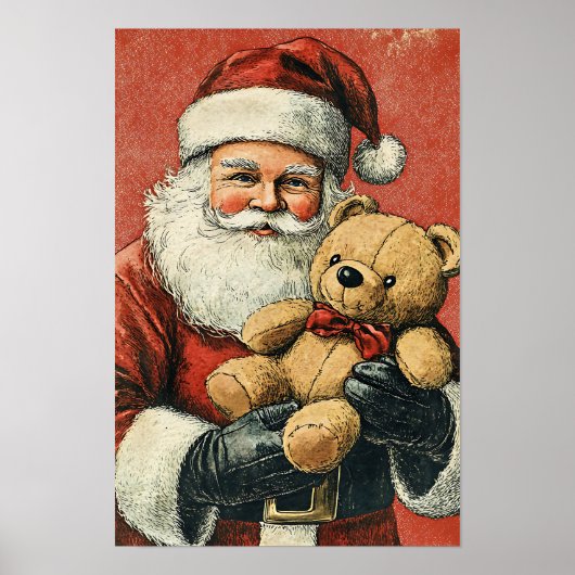 Nostalgische Vintage Kerstman Poster (Voorkant)