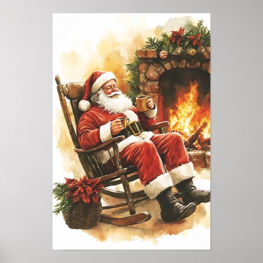 Nostalgische Vintage Kerstman Poster (Voorkant)
