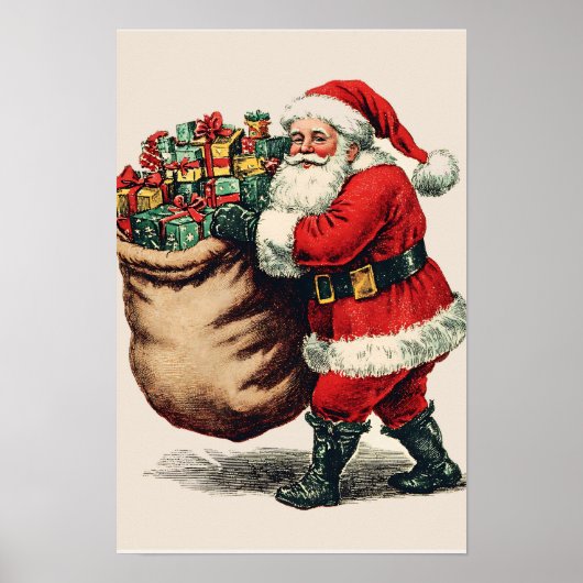 Nostalgische Vintage Kerstman Poster (Voorkant)