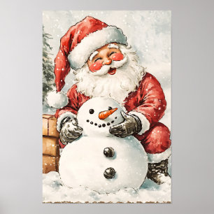 Nostalgische Vintage Kerstman Poster