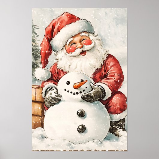Nostalgische Vintage Kerstman Poster (Voorkant)