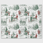 Nostalgische Vintage Rode Groene Kerstman Cadeaupapier (Vlak)