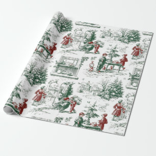 Nostalgische Vintage Rode Groene Kerstman Cadeaupapier