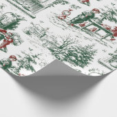 Nostalgische Vintage Rode Groene Kerstman Cadeaupapier (Hoek)