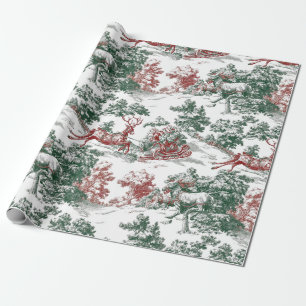 Nostalgische Vintage Rode Groene Kerstman Cadeaupapier