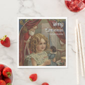 Nostalgische vintage Santa-meisjespop servetten (Insitu)