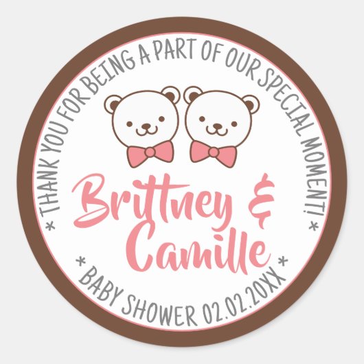 Nostalgische Vintage Teddy Bear Baby shower Labels (Voorkant)